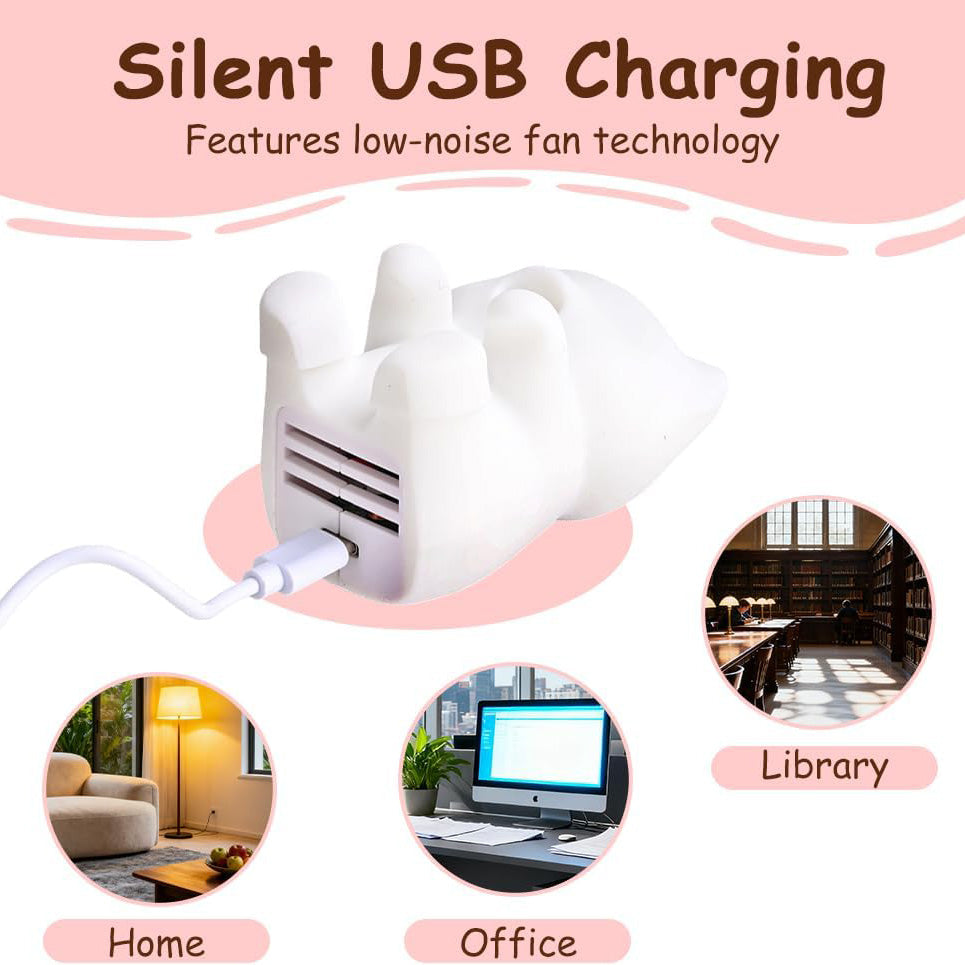 Mini Food Cooling Fan – Rechargeable Cat-Shaped Hot Drinks Cooler