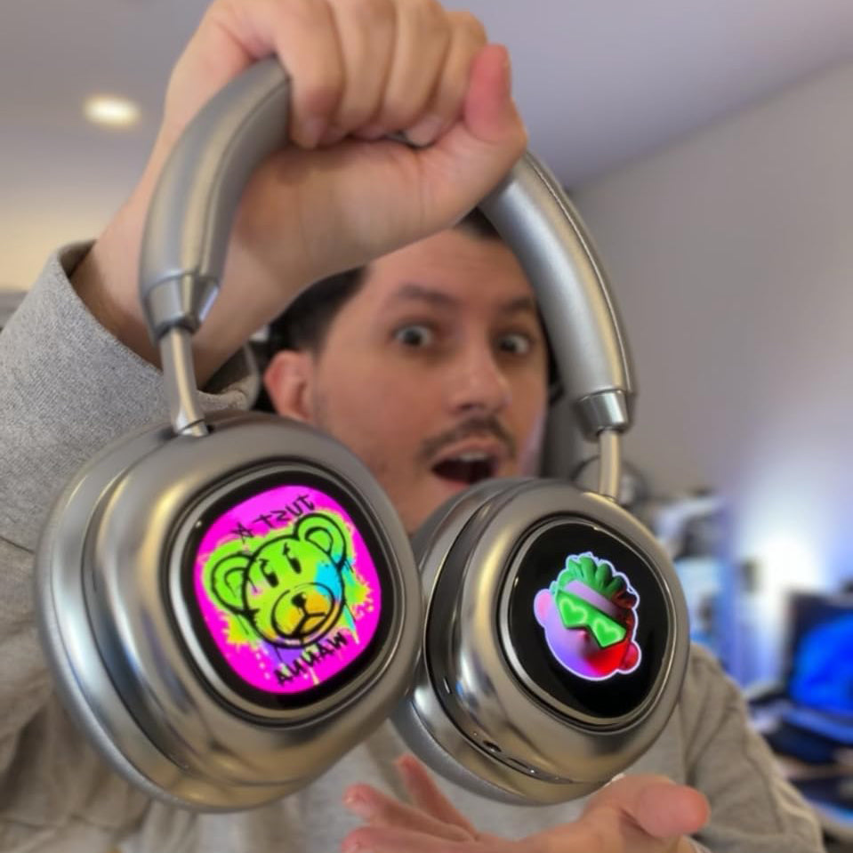 Wireless Bluetooth Over-Ear Headphones with Dual OLED Displays