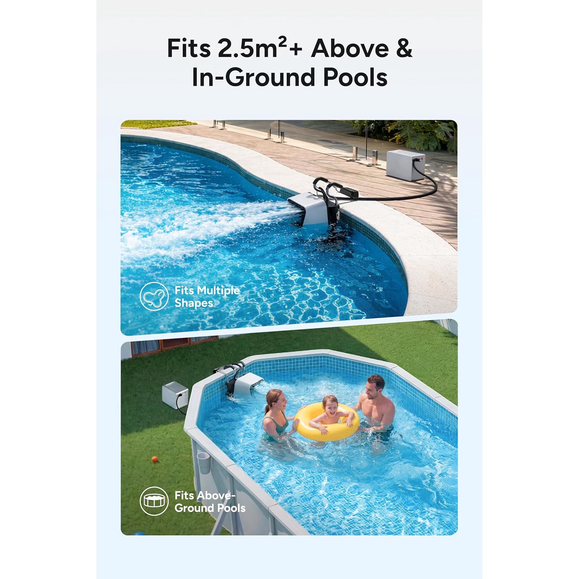 Portable Pool Swim Jet System with AI Flow Control, App Operation & Rechargeable Power for Inground and Above-Ground Pools