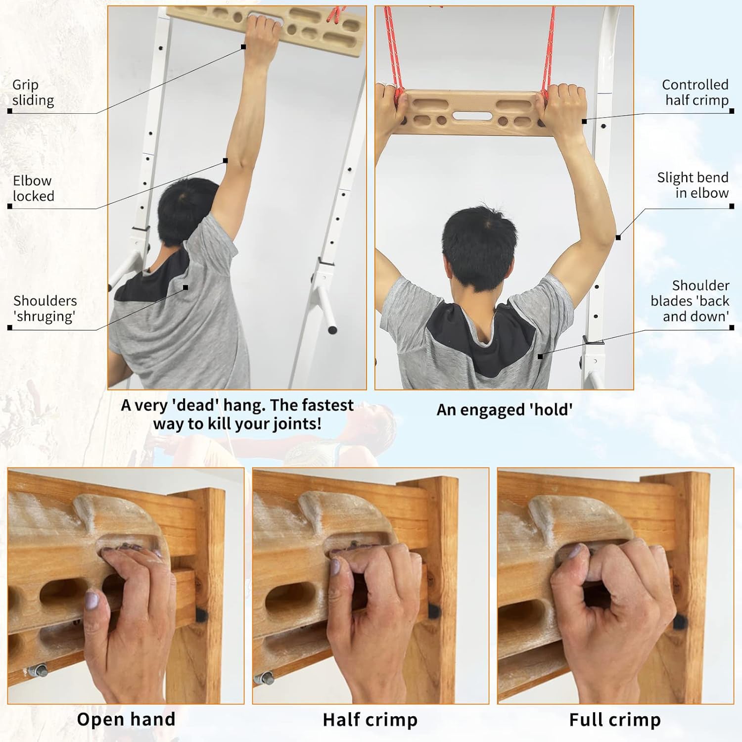 Portable Hangboard – Natural Wood Rock Climbing Hangboard