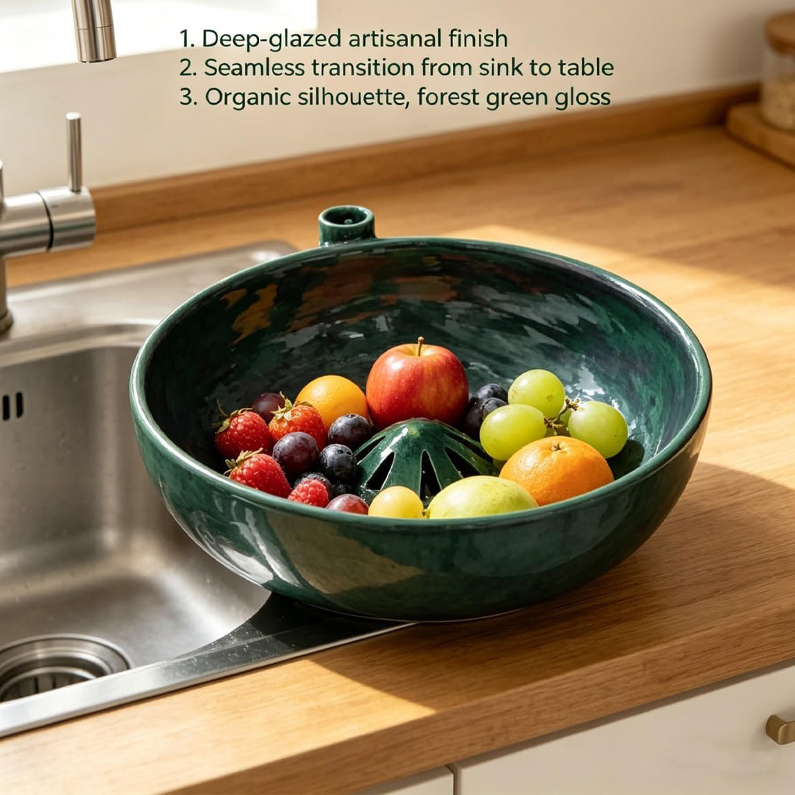 Self-Spinning Berry Washing Bowl – Ceramic