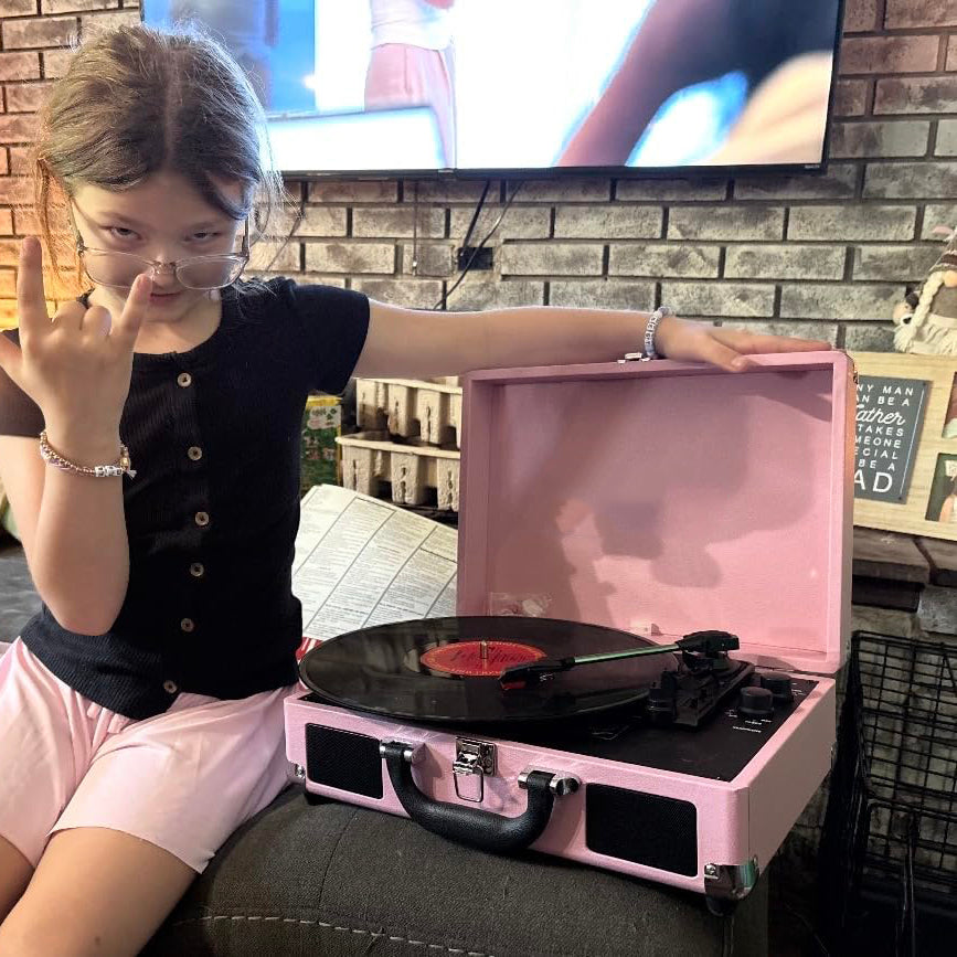 Suitcase Style Bluetooth Turntable Record Player