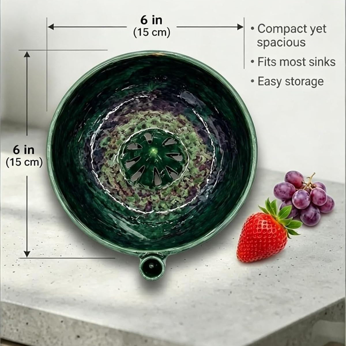 Self-Spinning Berry Washing Bowl – Ceramic