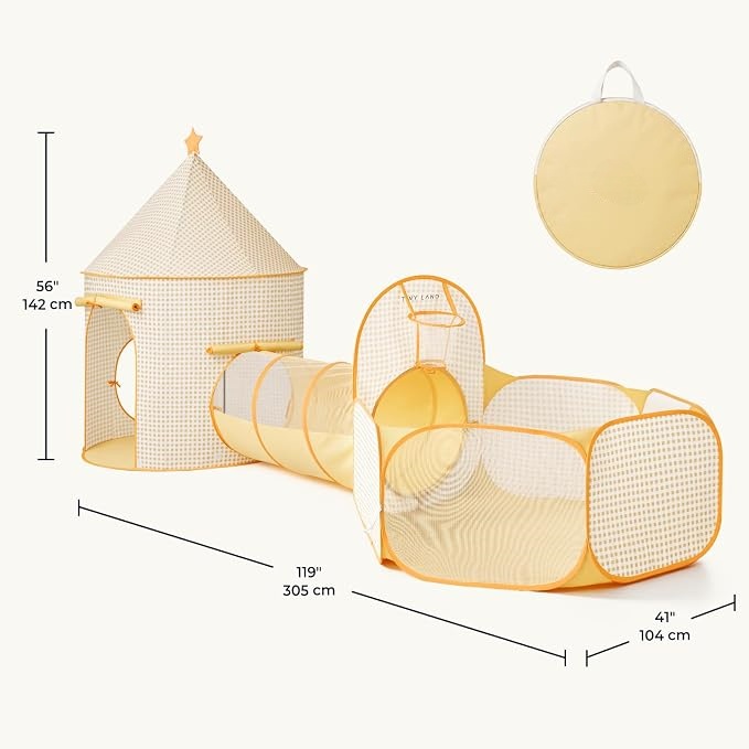Kids Play Tent with Tunnel & Ball Pit, Indoor Adventure Playhouse for Toddlers