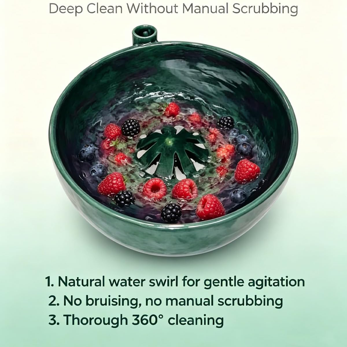 Self-Spinning Berry Washing Bowl – Ceramic