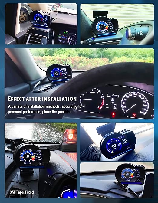 OBD2 Smart Gauge Display with Digital Speedometer, RPM Monitor, Water Temperature Gauge & Real-Time Vehicle Data Tracking for Car Performance Monitoring