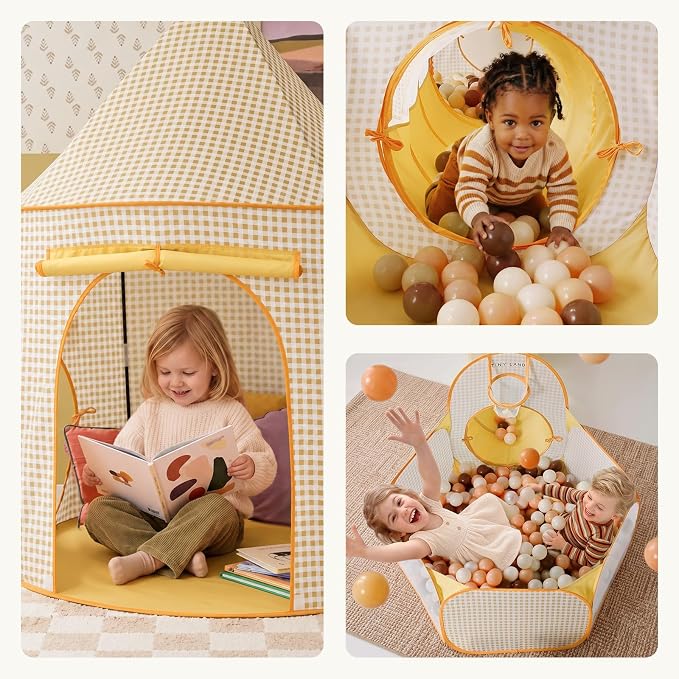 Kids Play Tent with Tunnel & Ball Pit, Indoor Adventure Playhouse for Toddlers