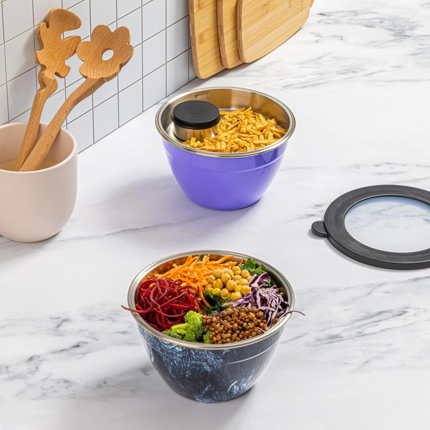 Stainless Steel Salad Bowl Kit XL – 184oz /64oz | Leakproof
