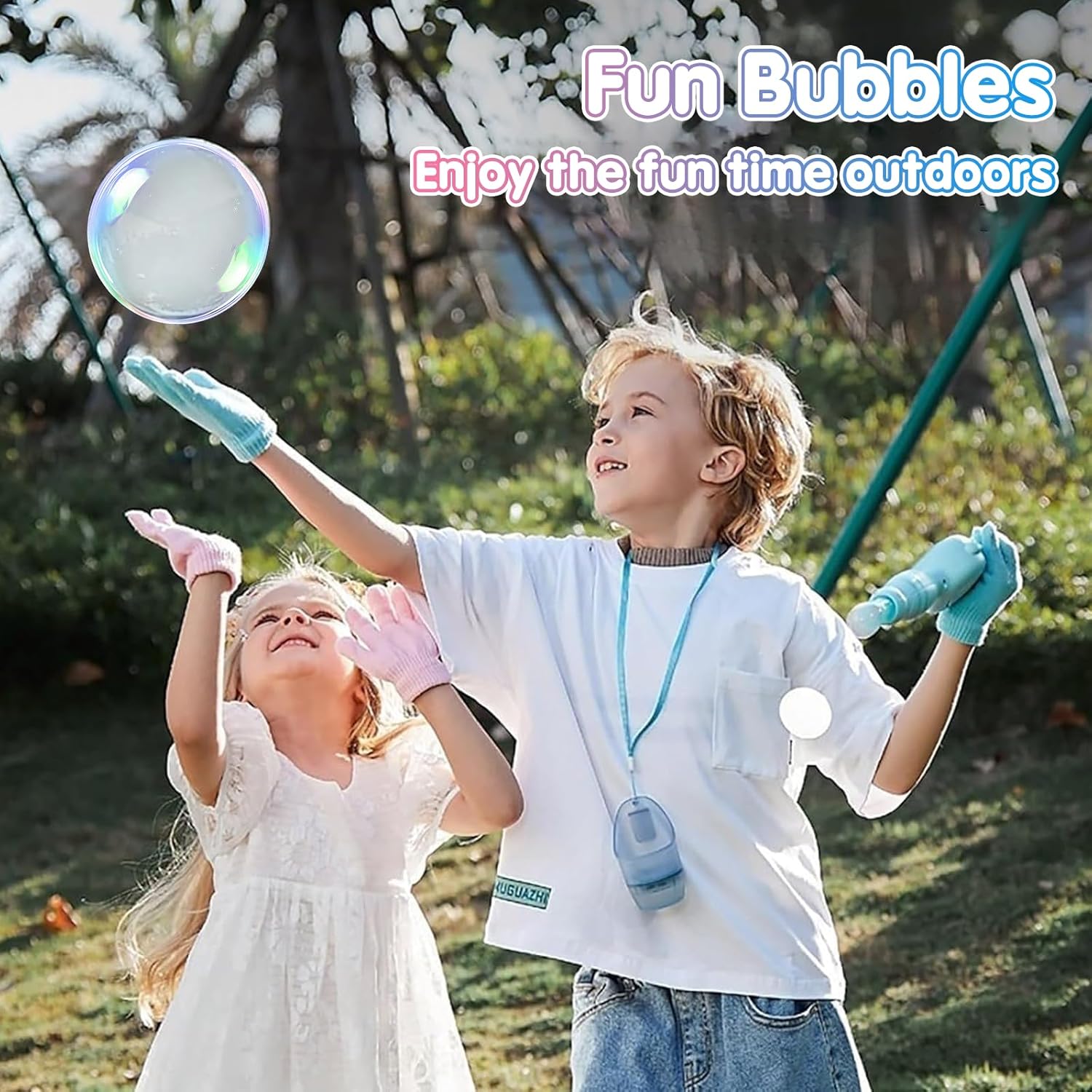 Kids Smoke Bubble Machine – Colorful Bubble Wand with Gloves & Mist