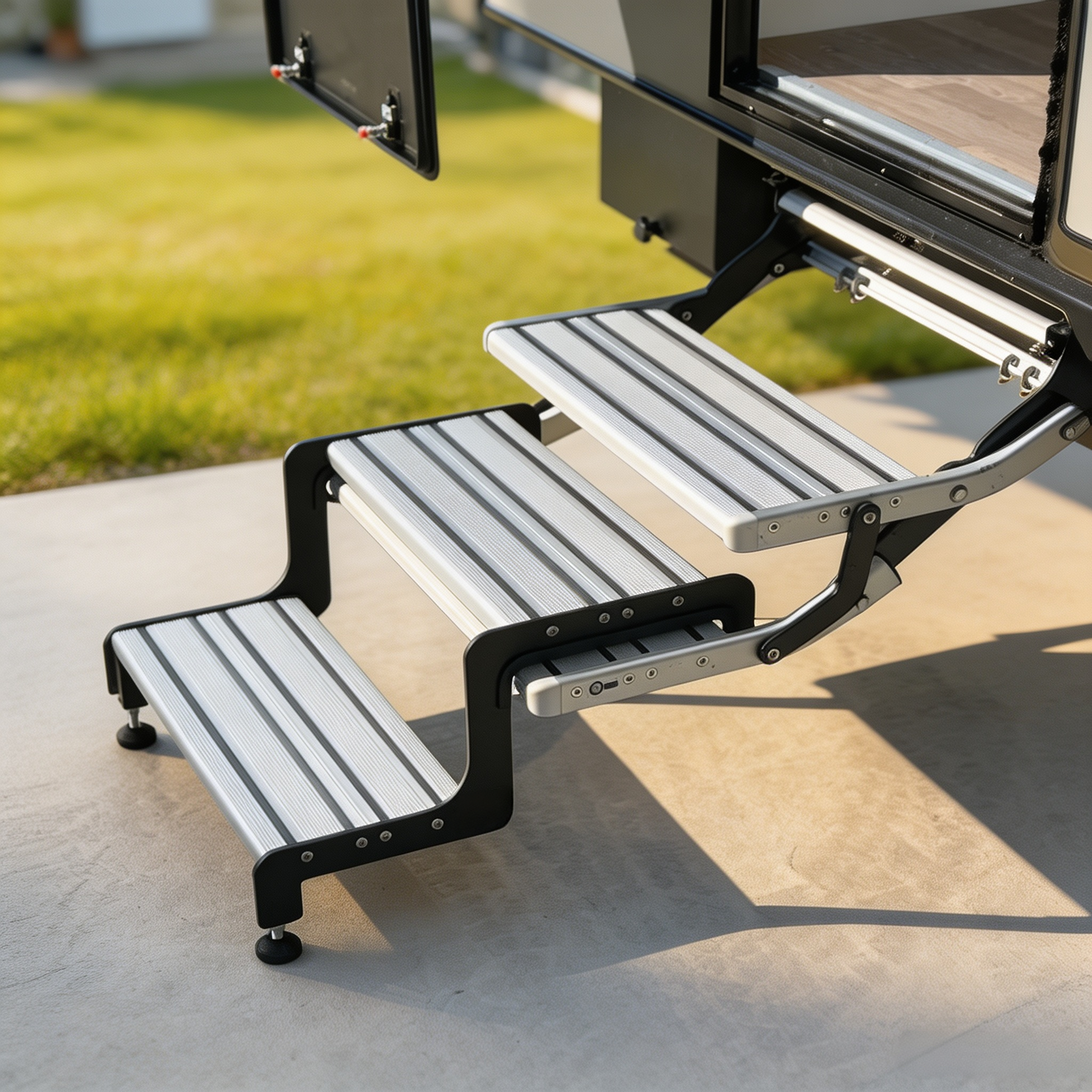 Caravan Extension Step with Adjustable Legs, Zero-Wobble Stability & Quick Installation