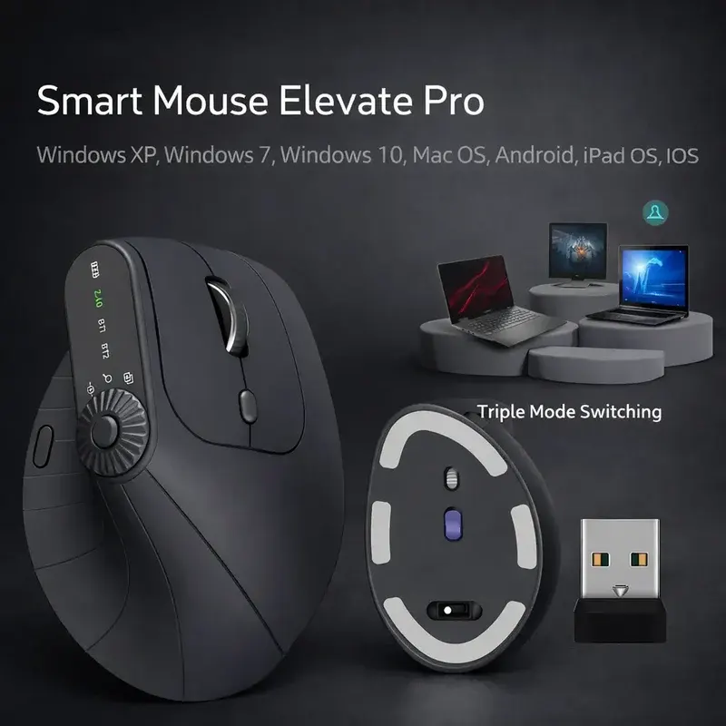 Smart Vertical Mouse – Ergonomic Wireless
