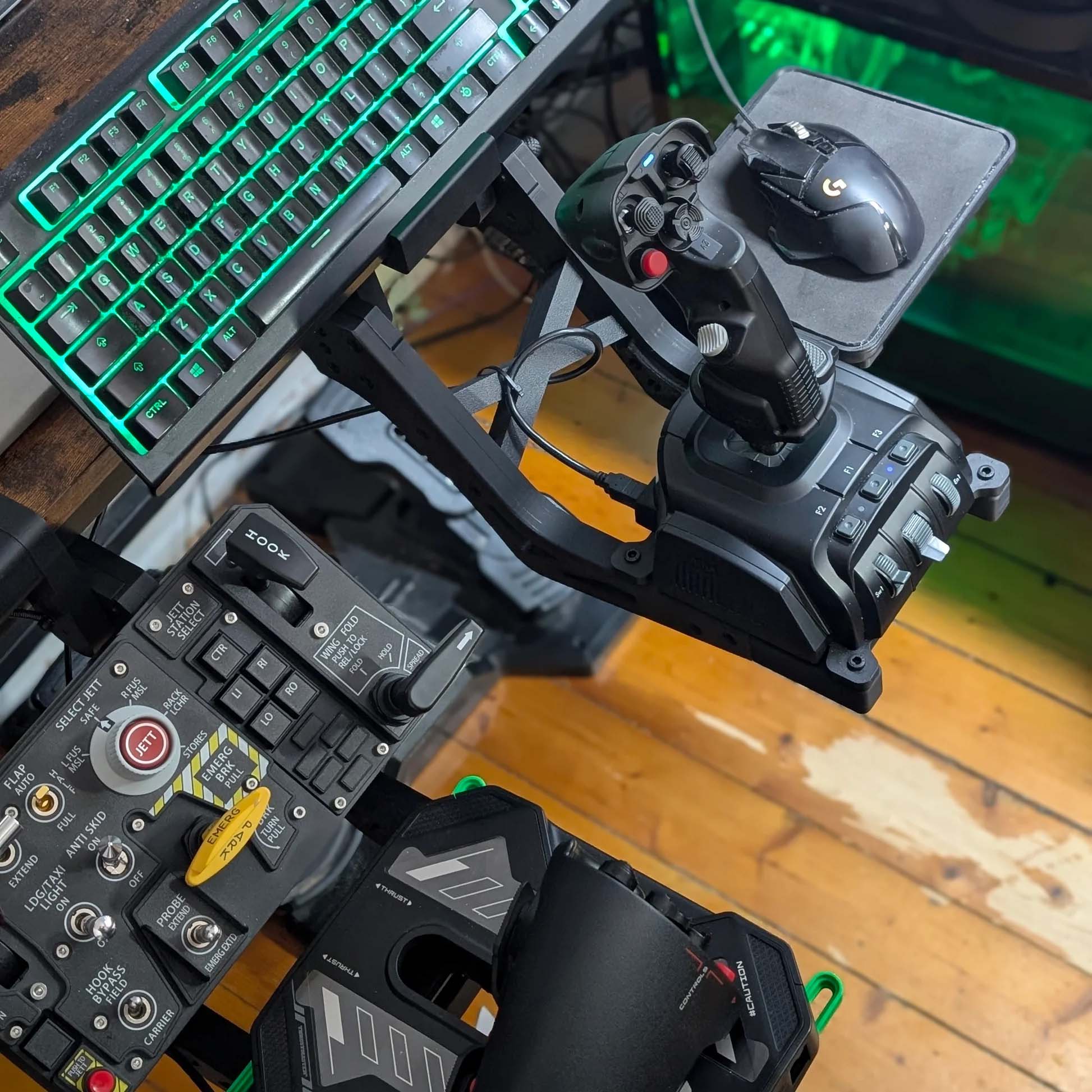 Fold-Away Under-Desk Flight Stick Mount for Clean and Stable HOTAS Setup（Enjoy free shipping on single-item purchases）