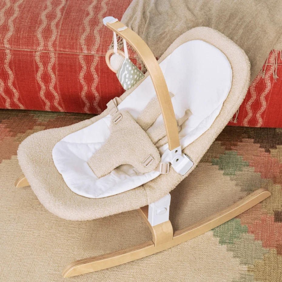 Baby Rocker with 3-Position Recline, Organic Cotton Liner & Sensory Toy Bar