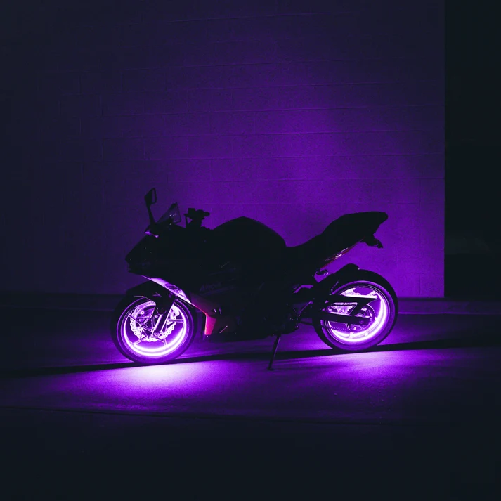 Wireless LED Motorcycle Wheel Light Rings with 360° Rim Glow, Remote Control & Night Riding Style Upgrade