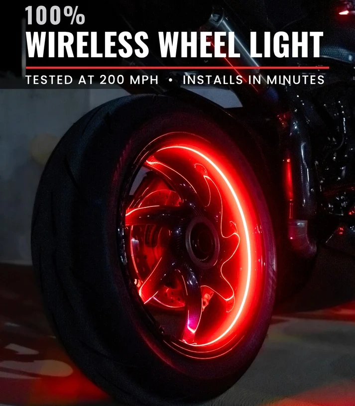 Wireless LED Motorcycle Wheel Light Rings with 360° Rim Glow, Remote Control & Night Riding Style Upgrade