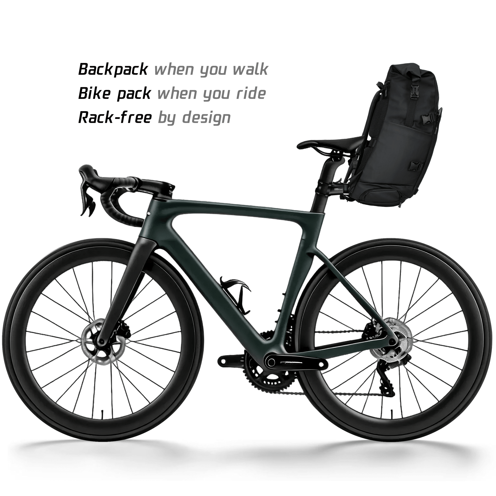 Floating Roll-Top Cycling Backpack with Mount Kit