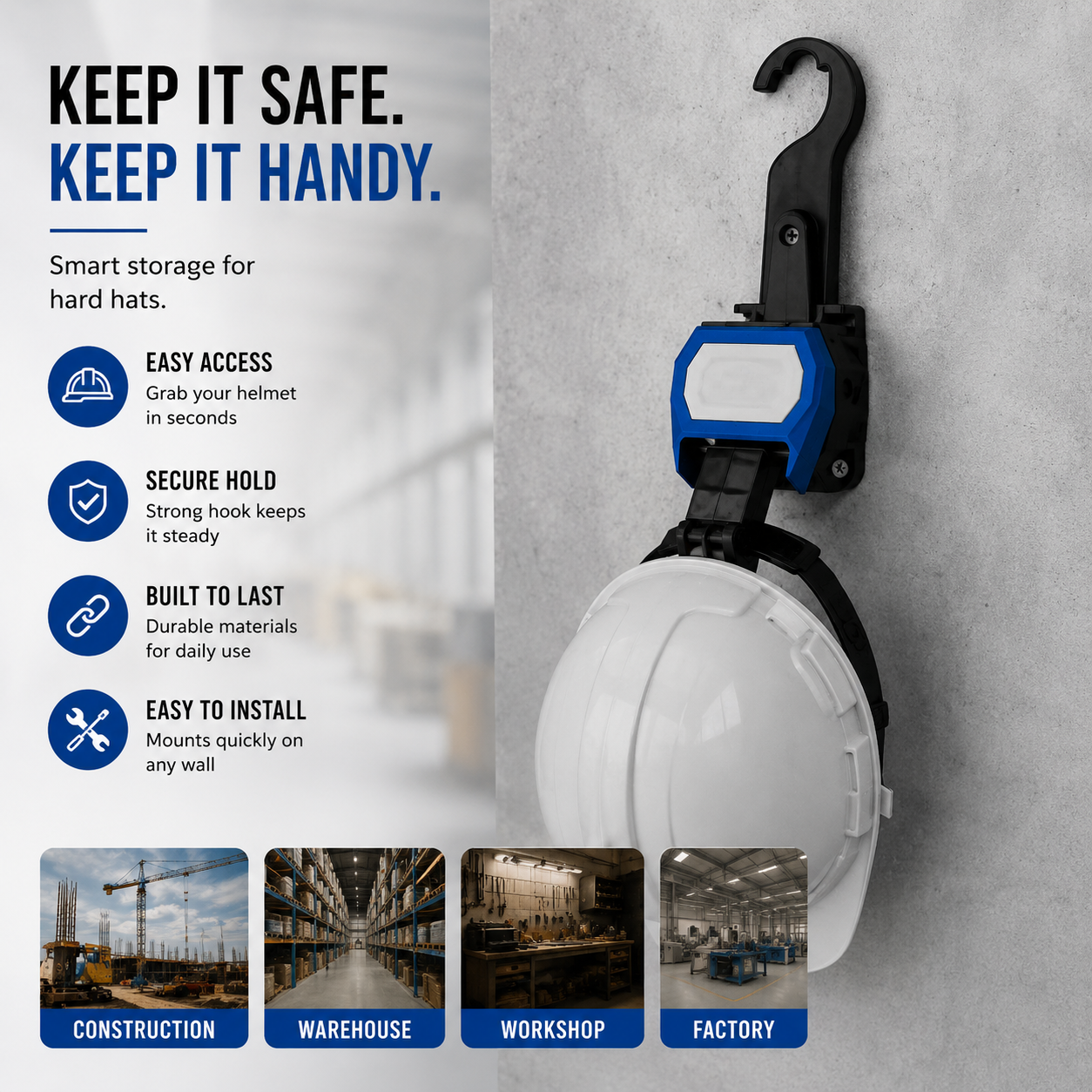 Safety Helmet Storage Rack for Vehicles
