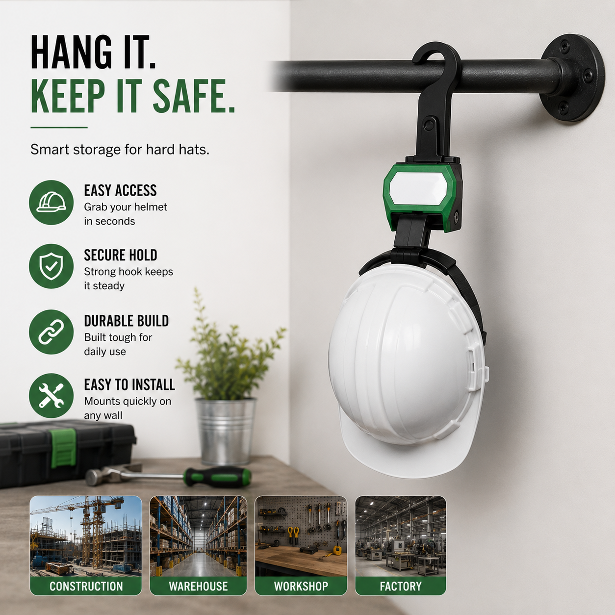Safety Helmet Storage Rack for Vehicles