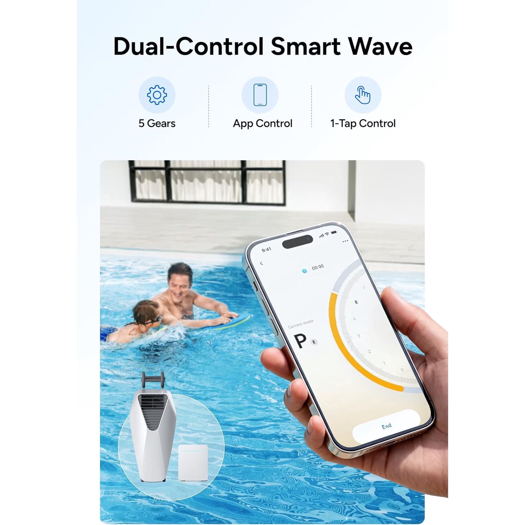 Portable Pool Swim Jet System with AI Flow Control, App Operation & Rechargeable Power for Inground and Above-Ground Pools