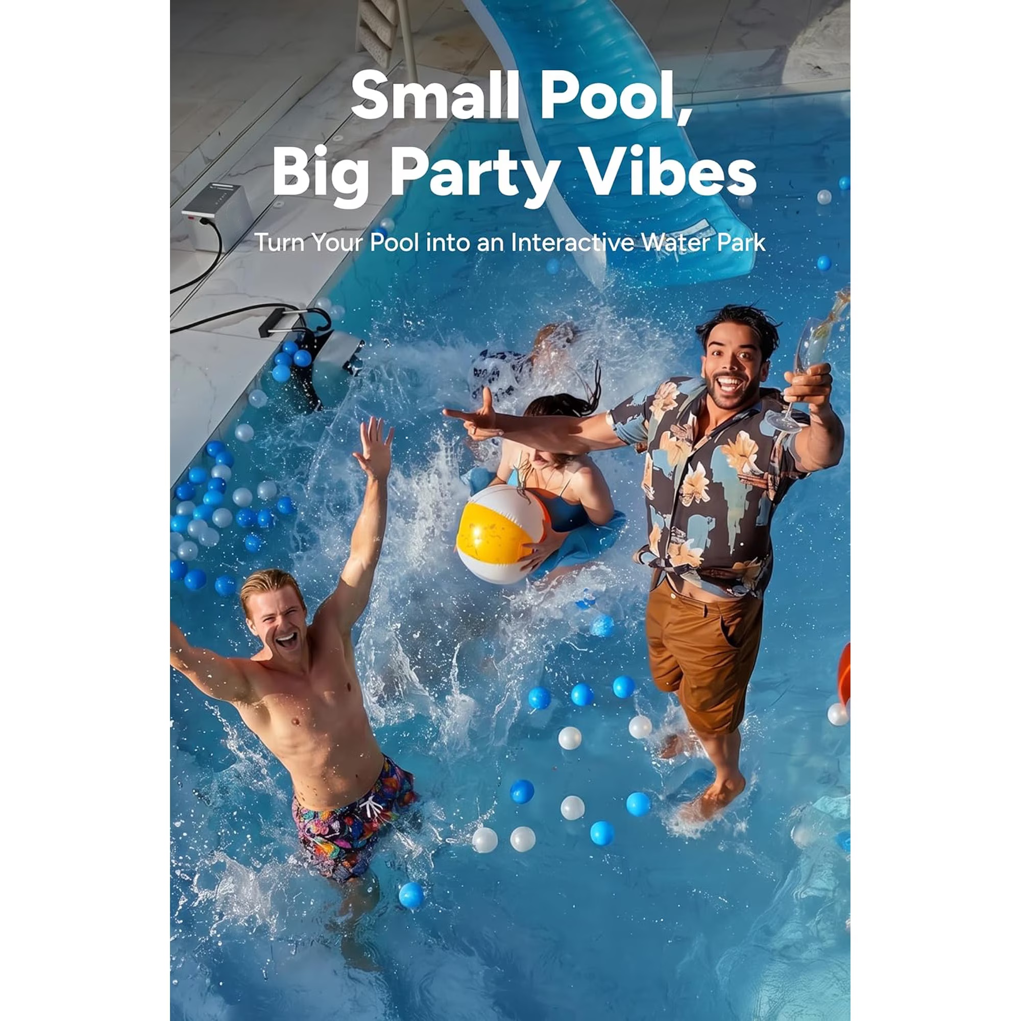 Portable Pool Swim Jet System with AI Flow Control, App Operation & Rechargeable Power for Inground and Above-Ground Pools
