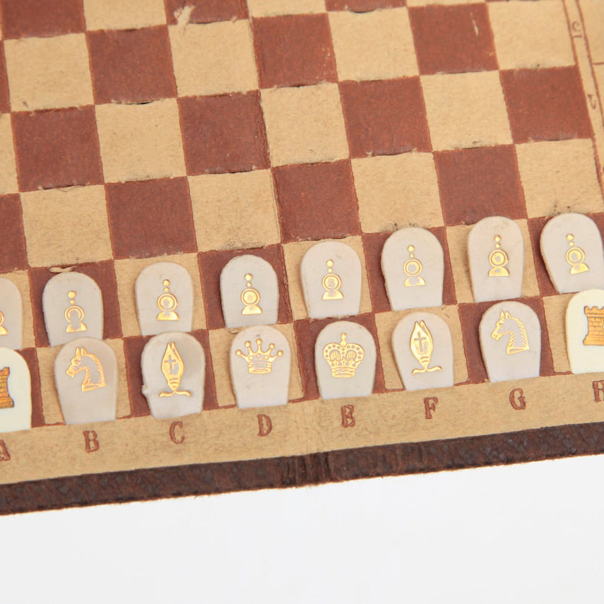 Vintage Handmade Pocket Chess Set