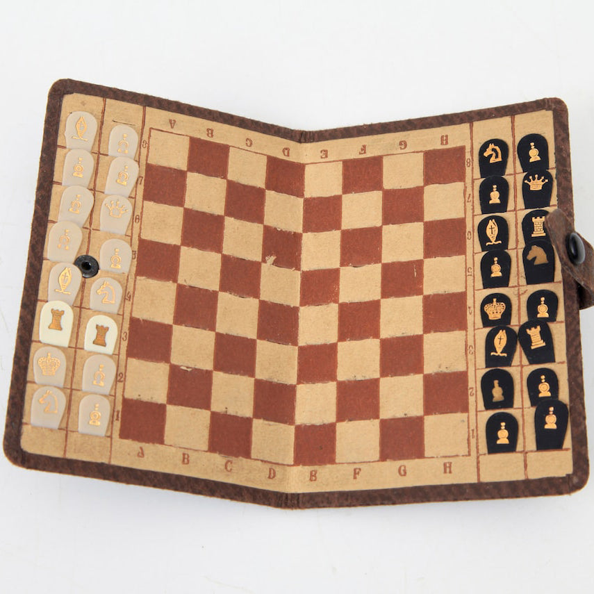 Vintage Handmade Pocket Chess Set