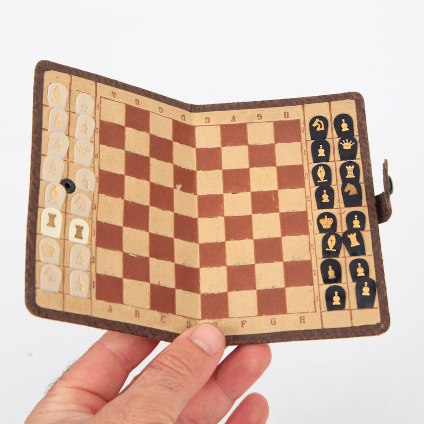 Vintage Handmade Pocket Chess Set