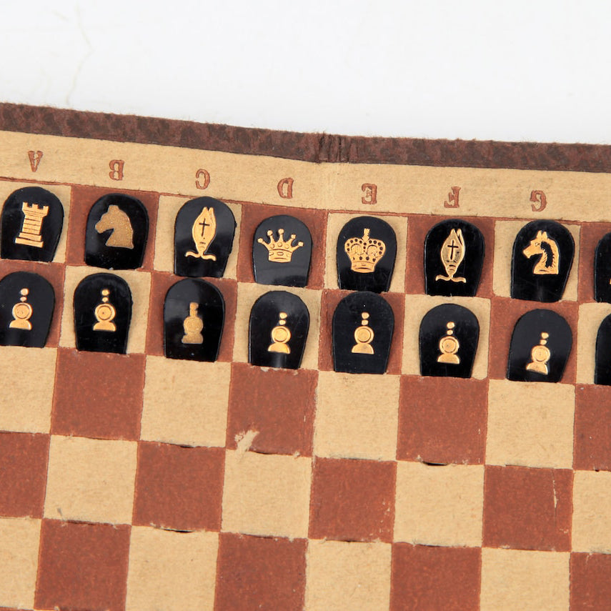 Vintage Handmade Pocket Chess Set