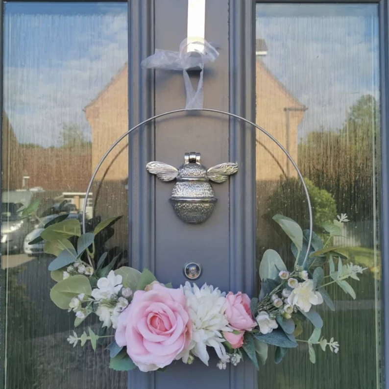 Handcrafted nickel-plated bumblebee door knocker | Polished brass trim