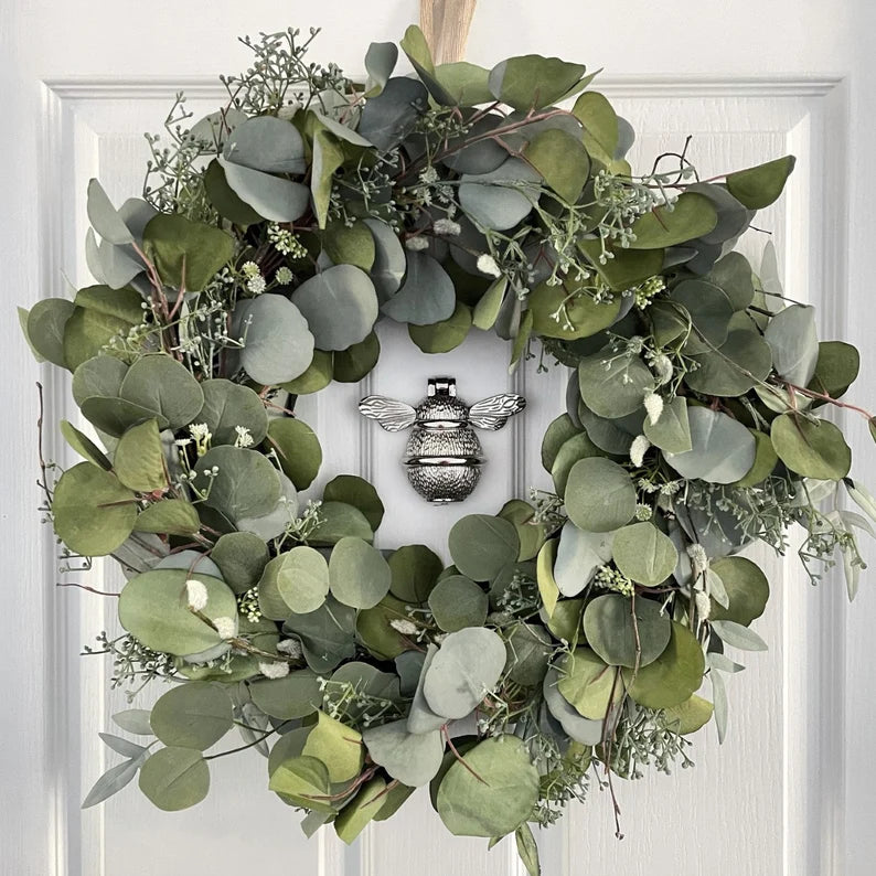 Handcrafted nickel-plated bumblebee door knocker | Polished brass trim