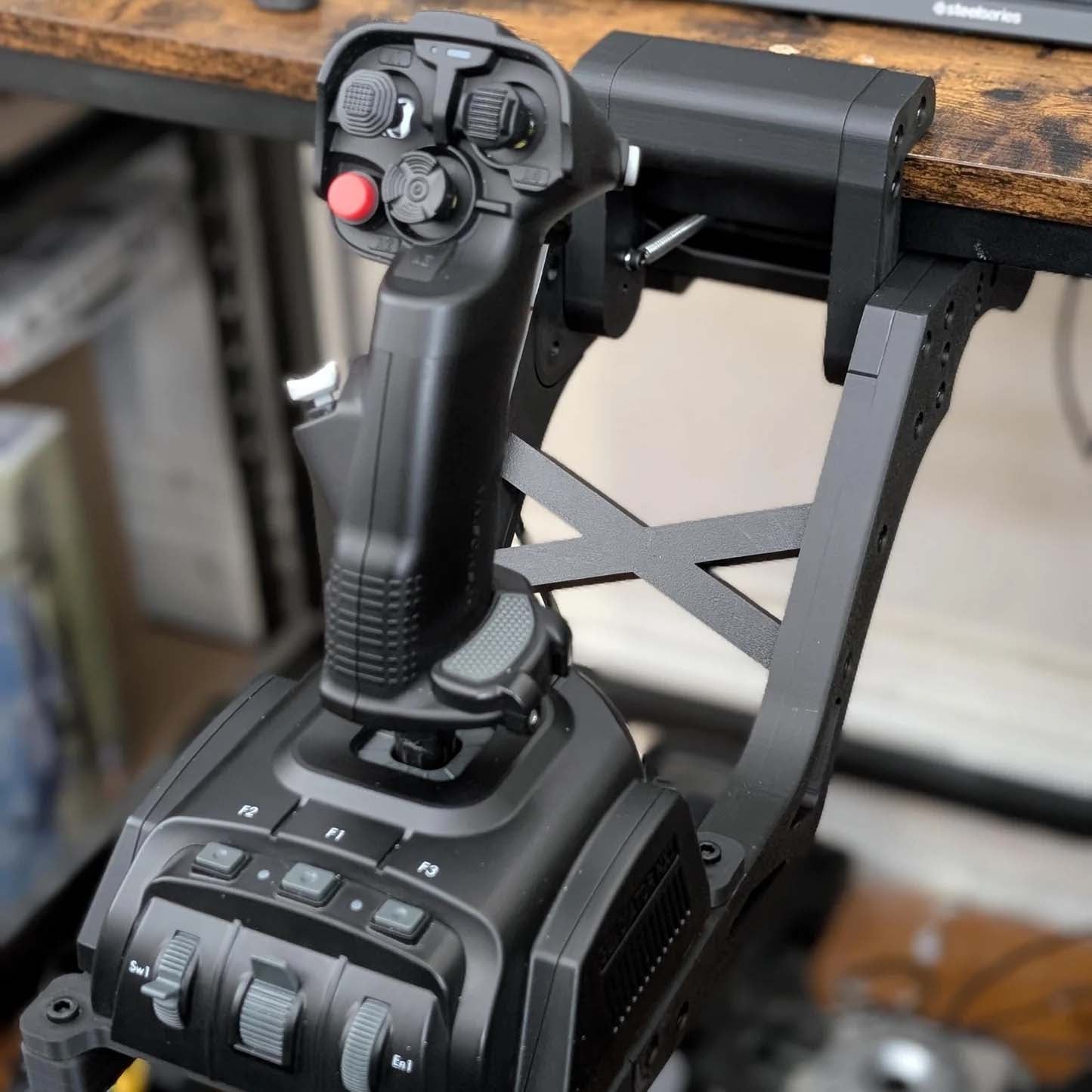 Fold-Away Under-Desk Flight Stick Mount for Clean and Stable HOTAS Setup（Enjoy free shipping on single-item purchases）