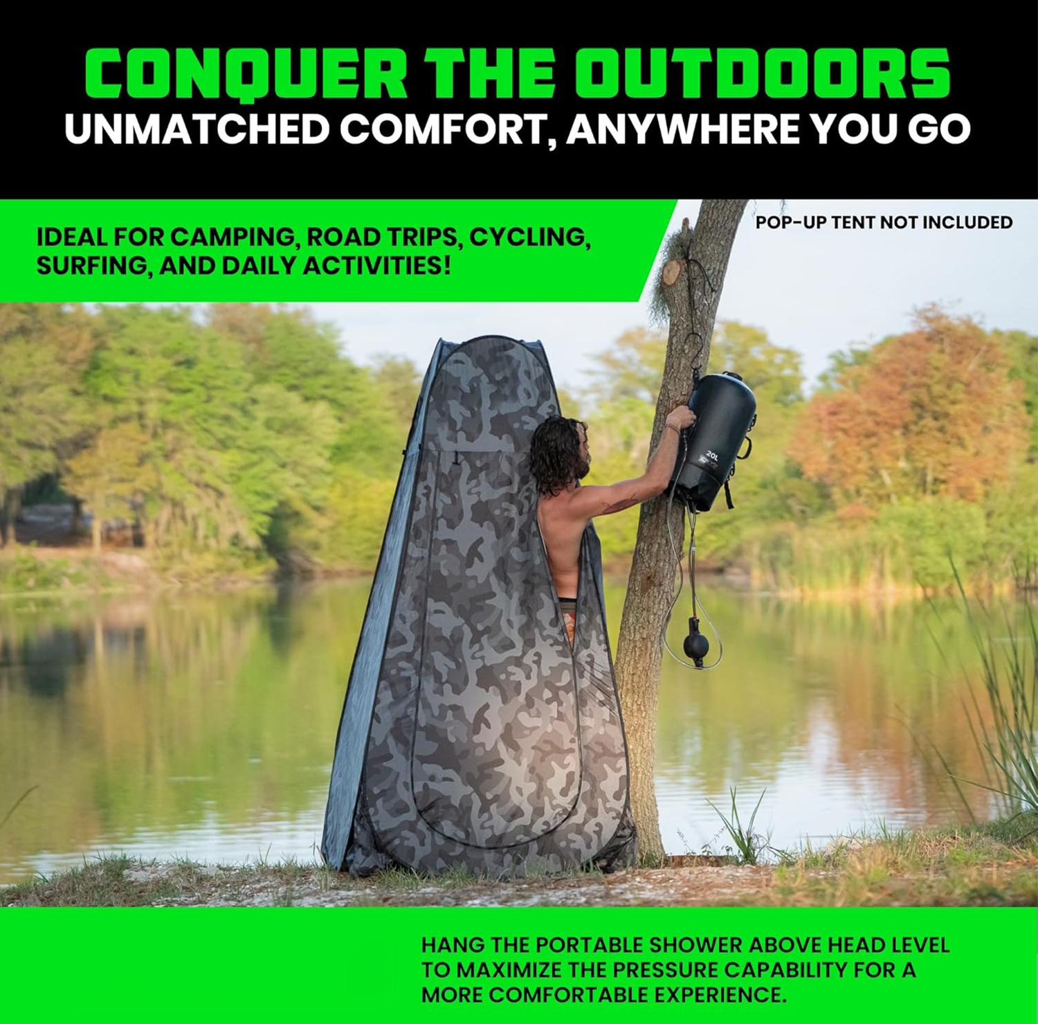 Portable solar-powered camping shower