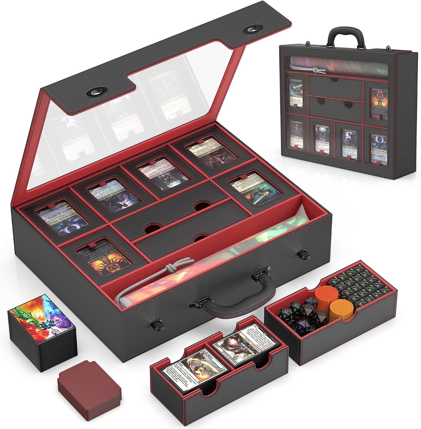 Modular 9-in-1 TCG Card Storage Box – Premium Deck Case with Display Window & Accessories