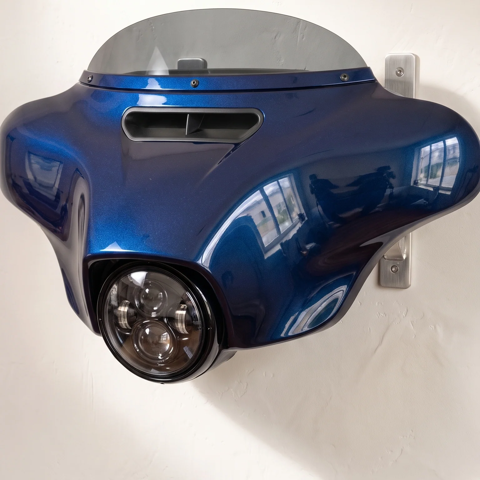 Wall-Mounted Motorcycle Fairing with LED Headlight & Remote – Statement Decor for Garage, Lounge & Office 