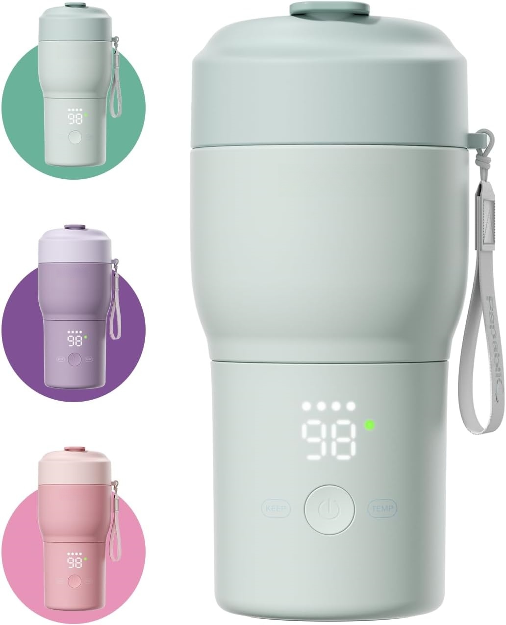 Portable Bottle Warmer – 2.5 Min Fast Heating, Built-in Sterilizer, 5 Temp Settings, USB-C Rechargeable 🍼⚡