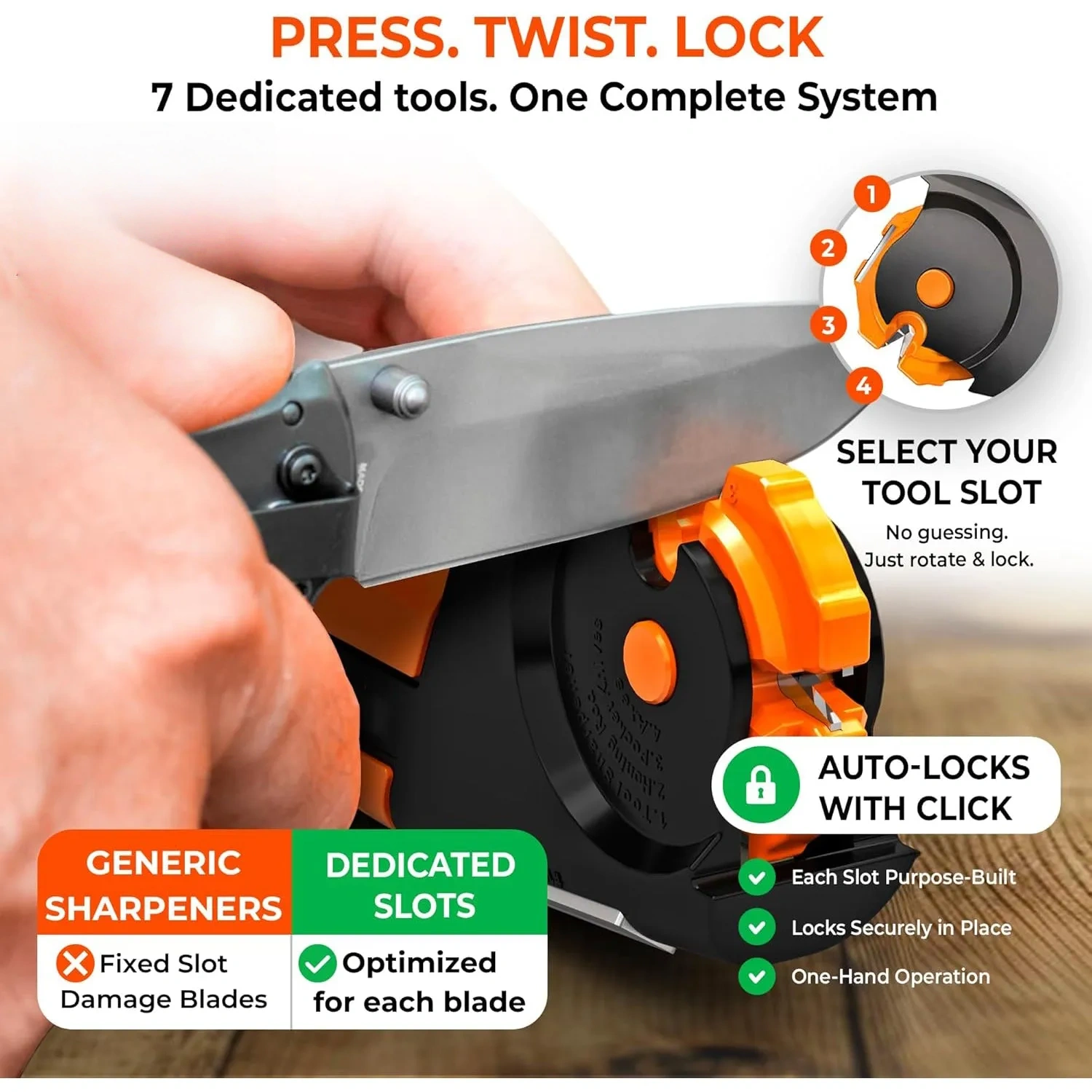 7-in-1 Garden Tool & Knife Sharpener – Sharpens Axe