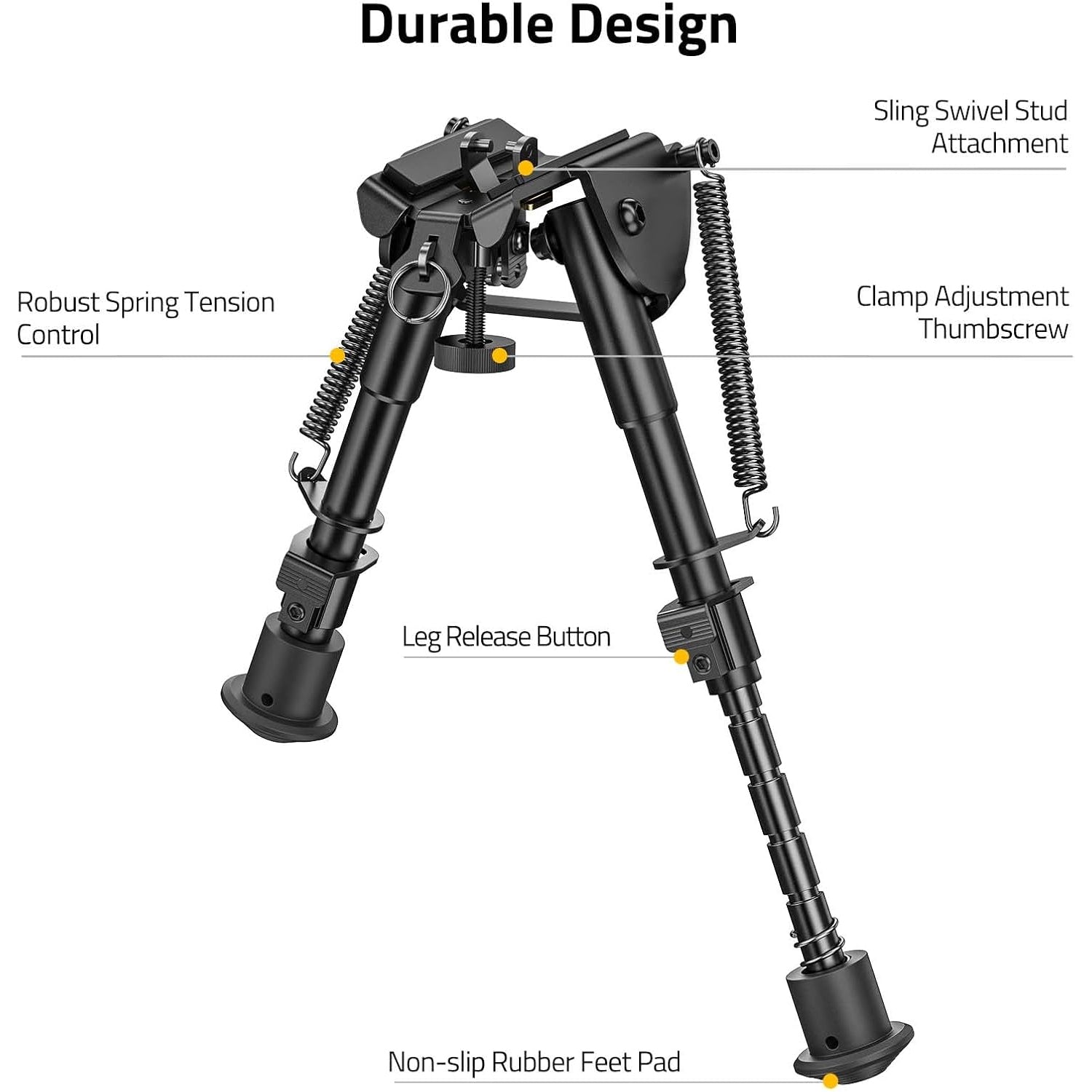 Adjustable Heavy-Duty Tactical Rifle Bipod