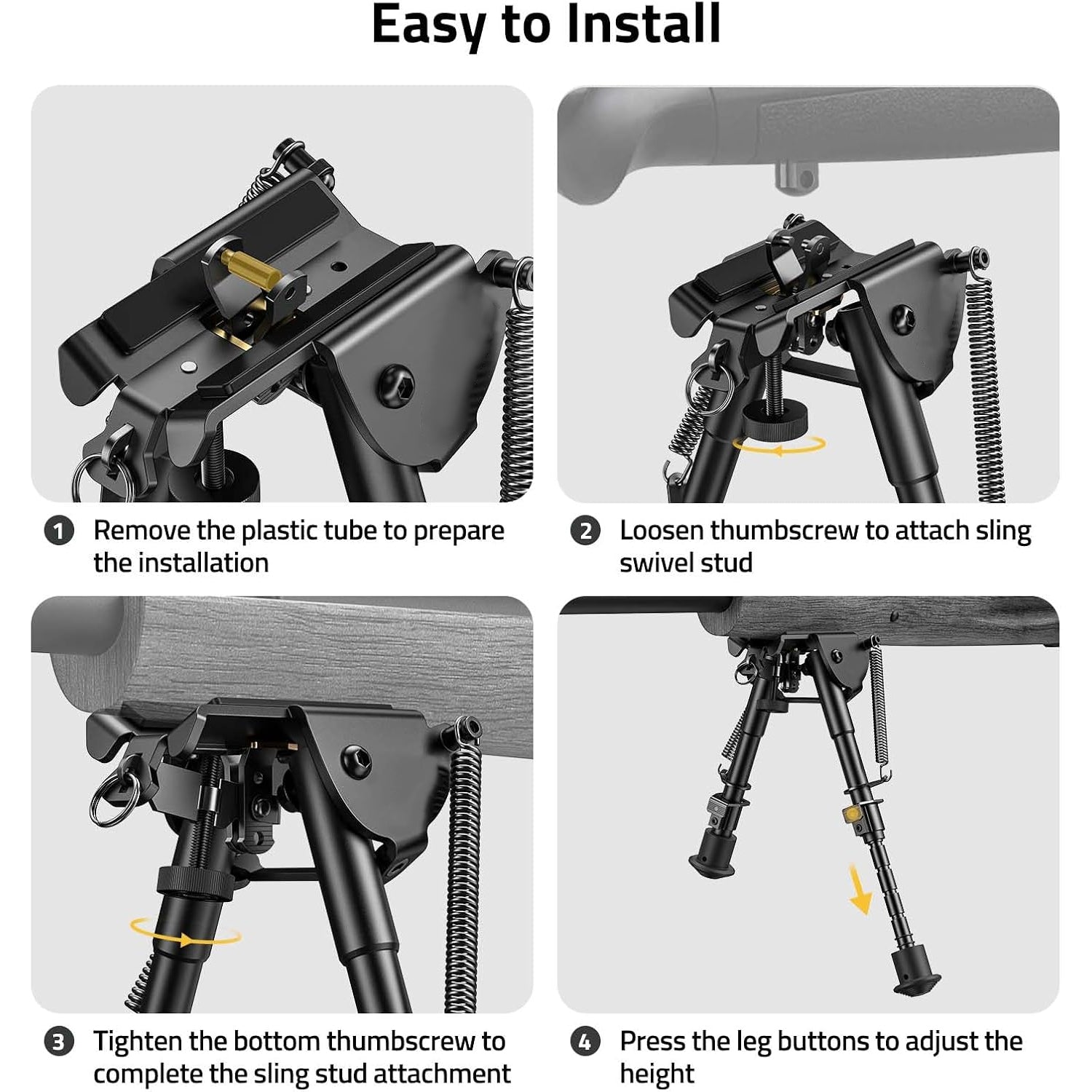 Adjustable Heavy-Duty Tactical Rifle Bipod