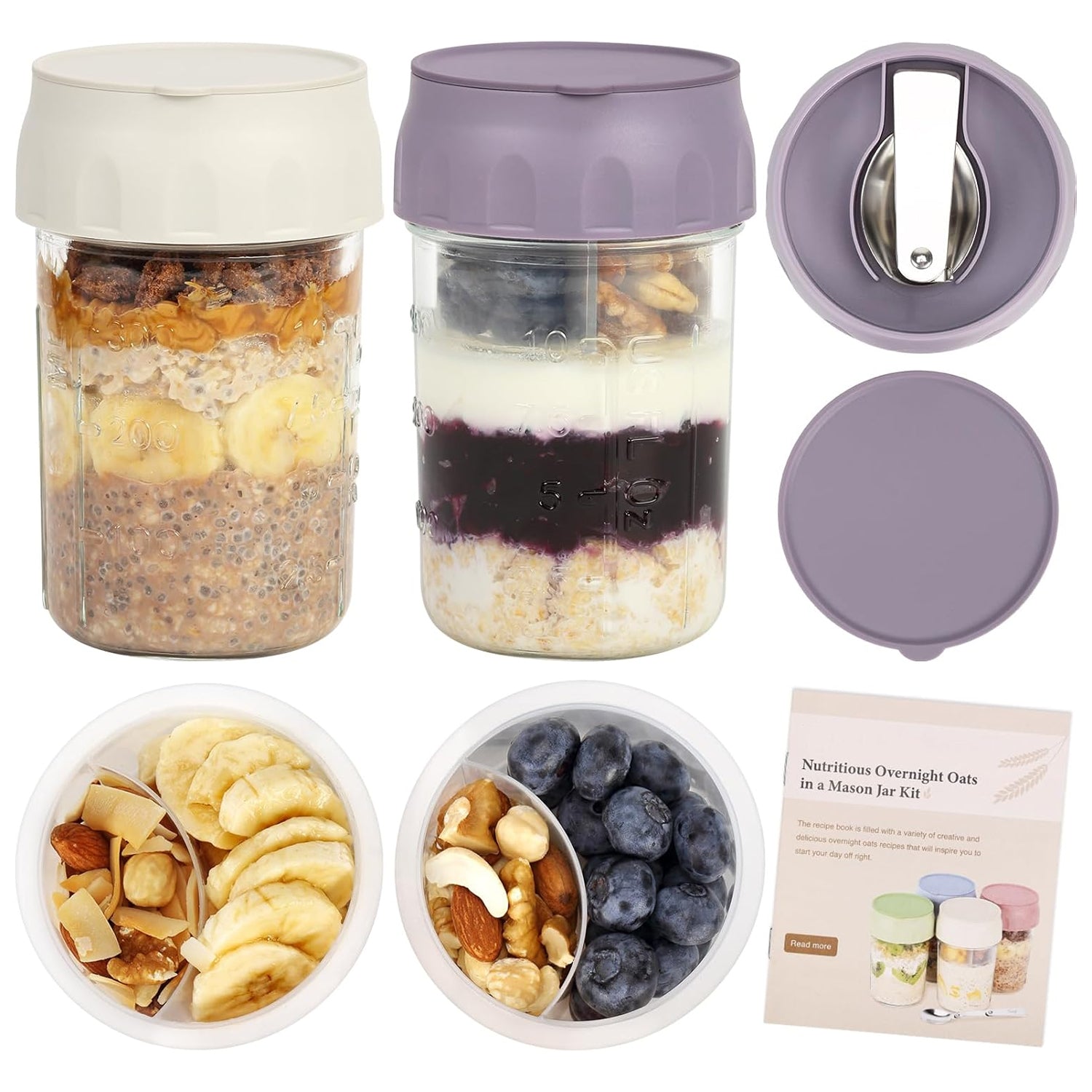 Overnight oatmeal container with lid