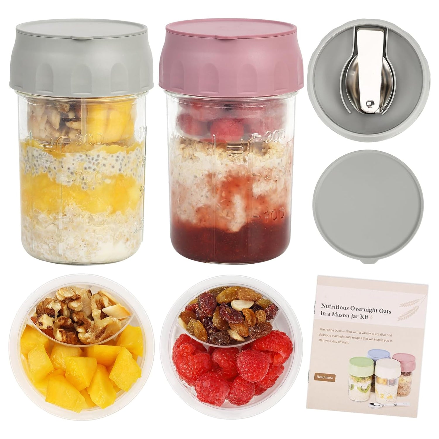 Overnight oatmeal container with lid