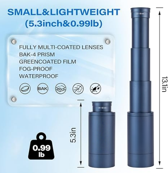 Ultimate 25x50 High-Powered Monocular Telescope