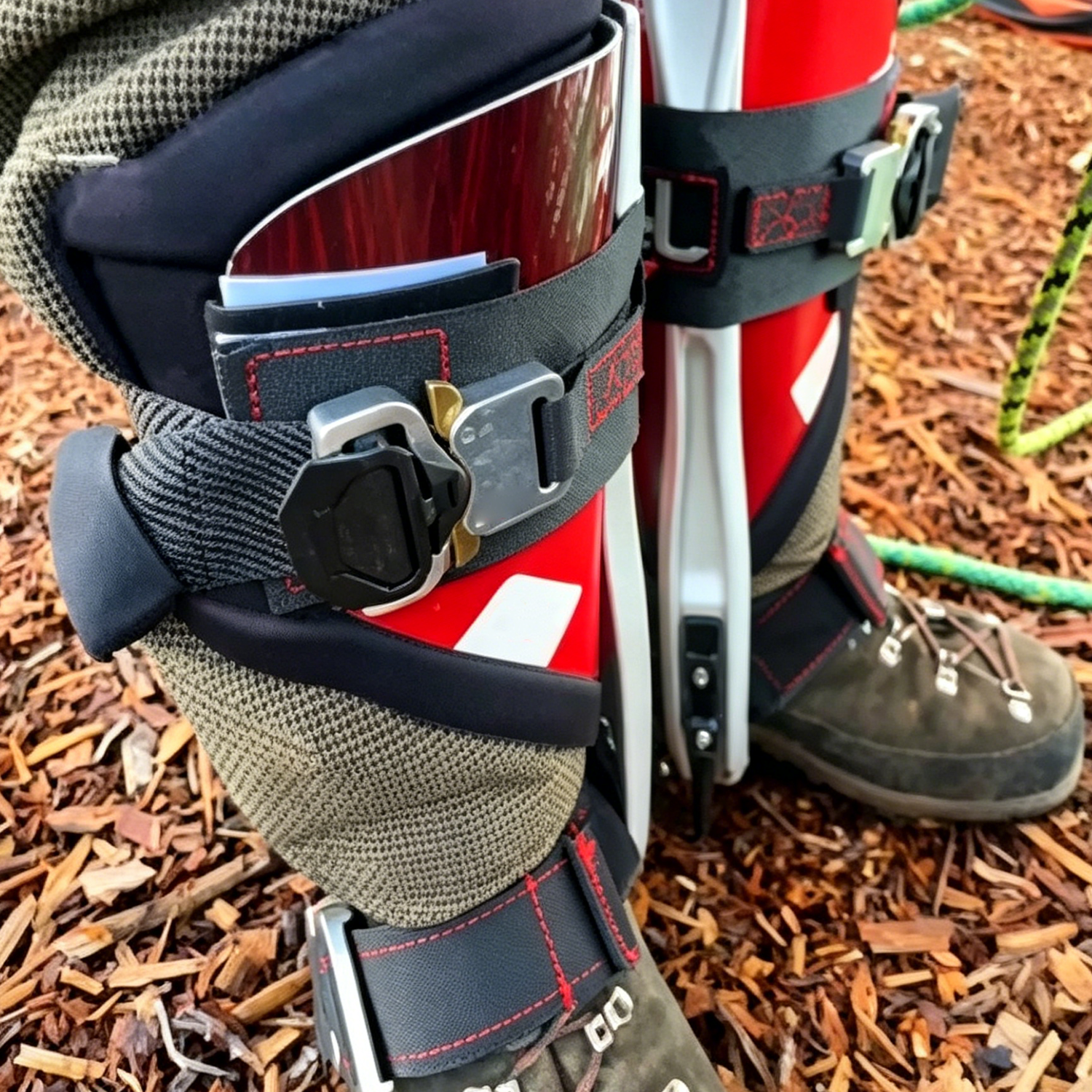 Aluminum tree climbing device with straps