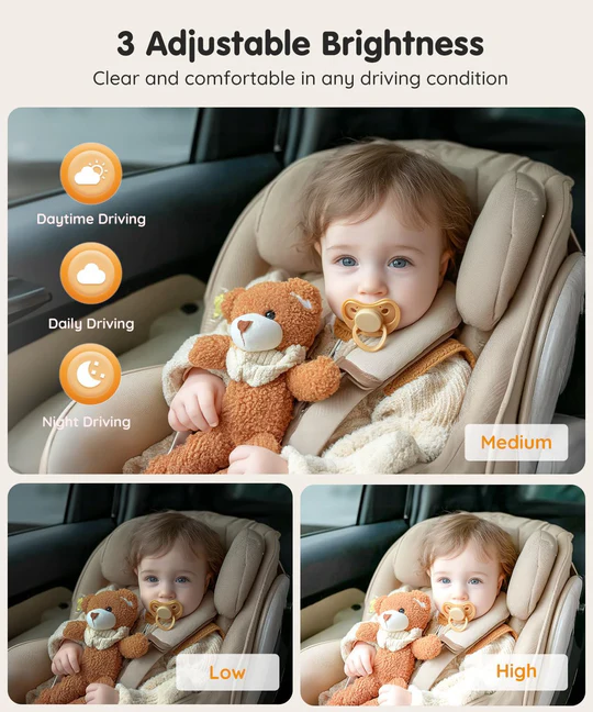 Dual Baby Car Camera – 7.2" HD Split-Screen Monitor for Rear-Facing Seats