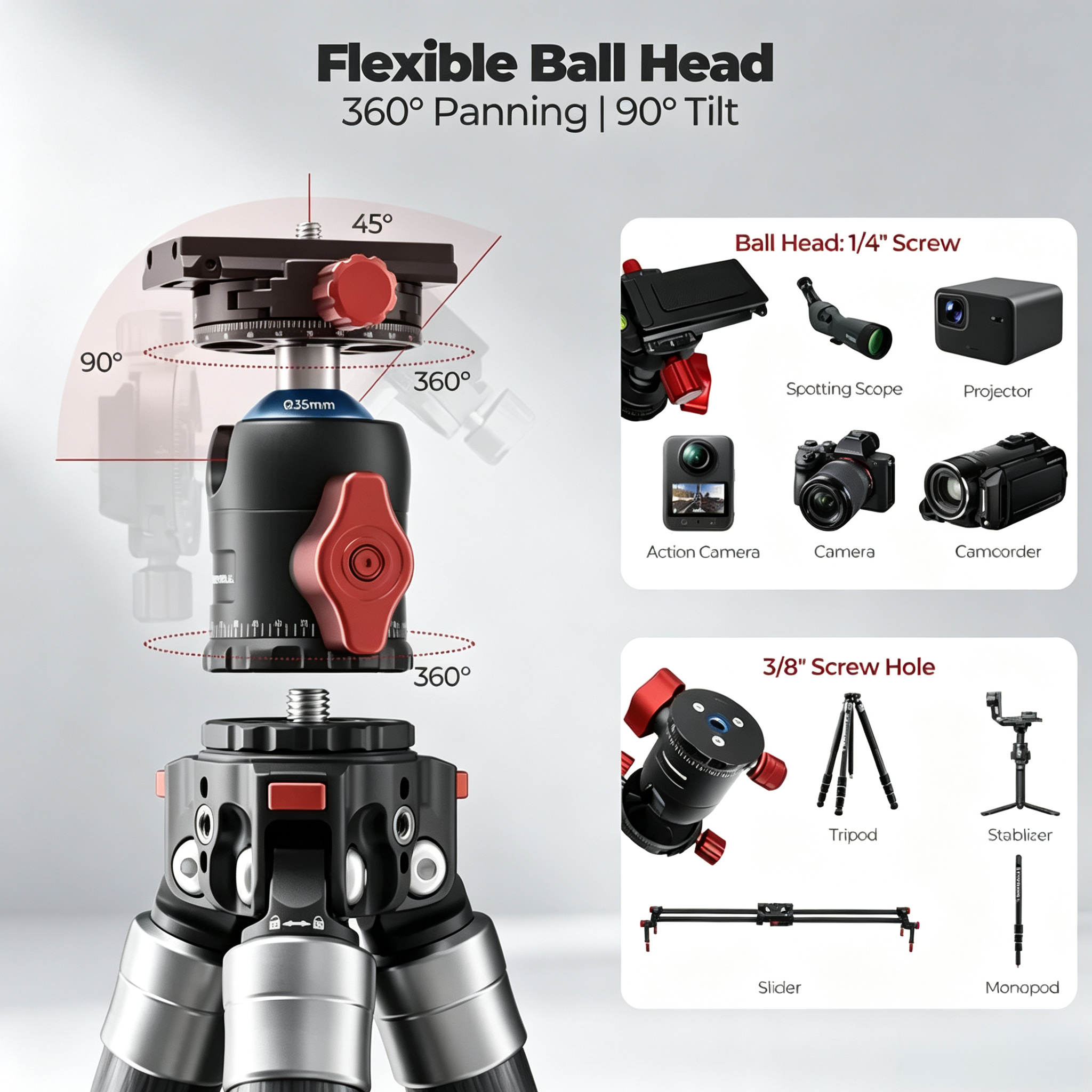 5-in-1 Carbon Fiber Tripod with Multi-Mode Shooting Flexibility