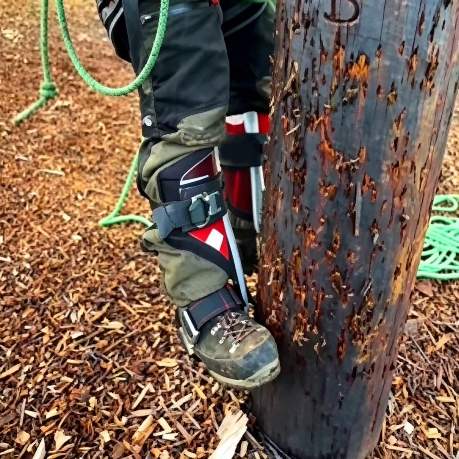 Aluminum tree climbing device with straps