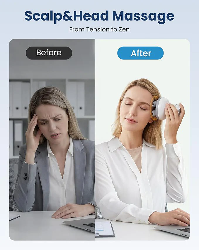 Electric cordless scalp massager with 84 kneading massage heads