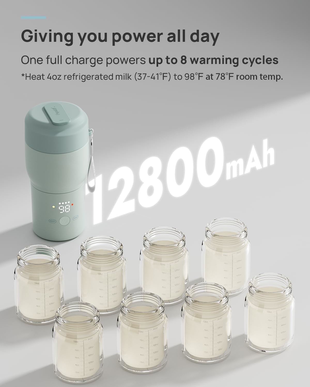 Portable Bottle Warmer – 2.5 Min Fast Heating, Built-in Sterilizer, 5 Temp Settings, USB-C Rechargeable 🍼⚡