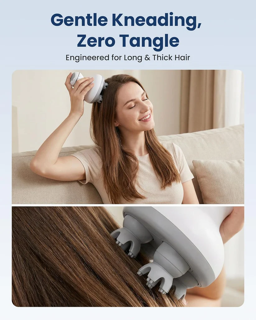 Electric cordless scalp massager with 84 kneading massage heads