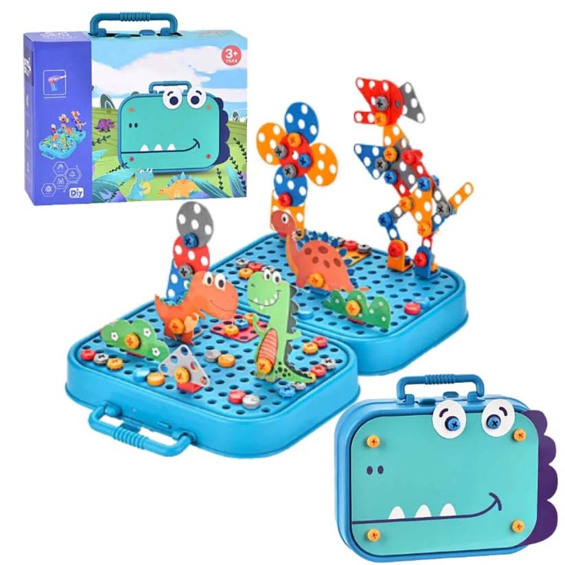 Creative Screw Puzzle Dinosaur Suitcase Toy Set