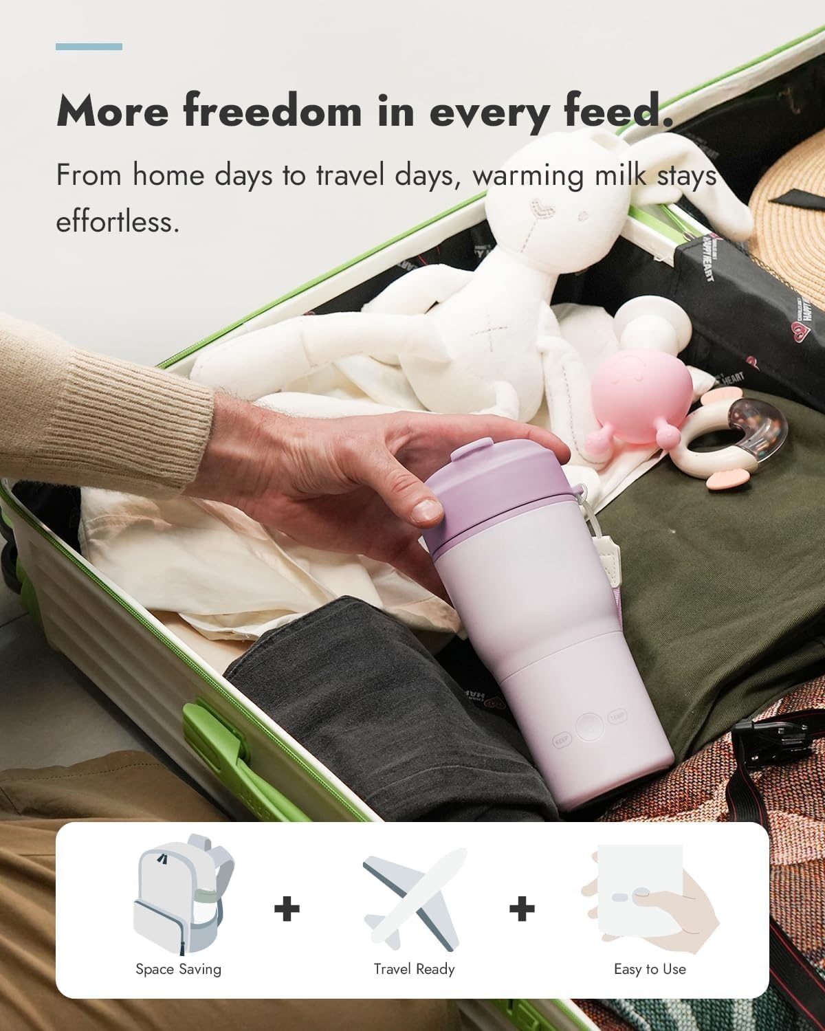 Portable Bottle Warmer – 2.5 Min Fast Heating, Built-in Sterilizer, 5 Temp Settings, USB-C Rechargeable 🍼⚡